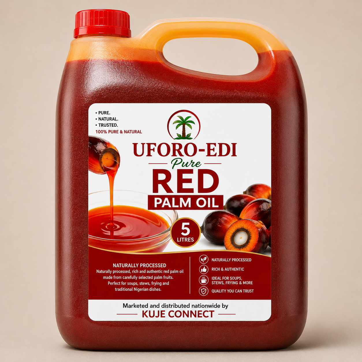 Fresh Undiluted Palm Oil - 5 Litres